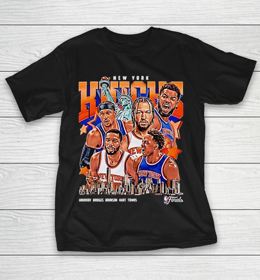 Anunoby Bridges Brunson Hart Towns New York Knicks Nba Finals City Skyline Shirts 1 Anunoby Bridges Brunson Hart Towns New York Knicks Nba Finals City Skyline Shirts