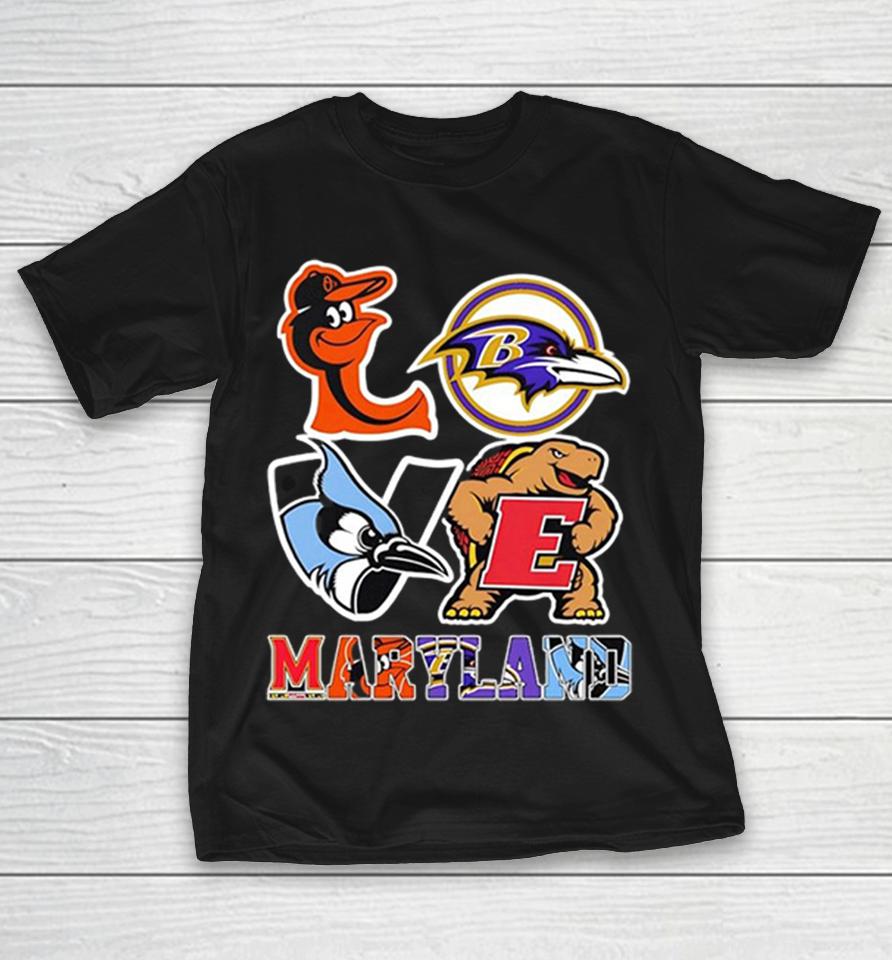 Baltimore Orioles Baltimore Ravens Maryland Terrapins Johns Hopkins Blue Jays Love Maryland Teams Sport Shirts 1 Baltimore Orioles Baltimore Ravens Maryland Terrapins Johns Hopkins Blue Jays Love Maryland Teams Sport Shirts