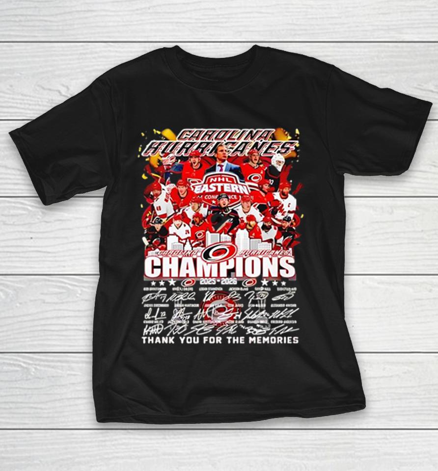 Carolina Hurricanes Nhl Eastern Conference Champions 2026 Thank You For The Memories Signatures Shirts 1 Carolina Hurricanes Nhl Eastern Conference Champions 2026 Thank You For The Memories Signatures Shirts