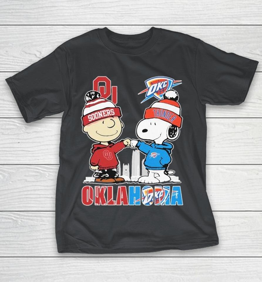Charlie Brown Oklahoma Sooners And Snoopy Oklahoma City Thunder Fan Oklahoma Shirts 1 Charlie Brown Oklahoma Sooners And Snoopy Oklahoma City Thunder Fan Oklahoma Shirts