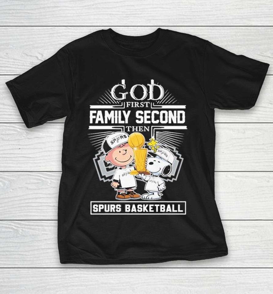 Charlie Brown Snoopy And Woodstock God First Family Second Then San Antonio Spurs Basketball Nba Trophy Shirts 1 Charlie Brown Snoopy And Woodstock God First Family Second Then San Antonio Spurs Basketball Nba Trophy Shirts