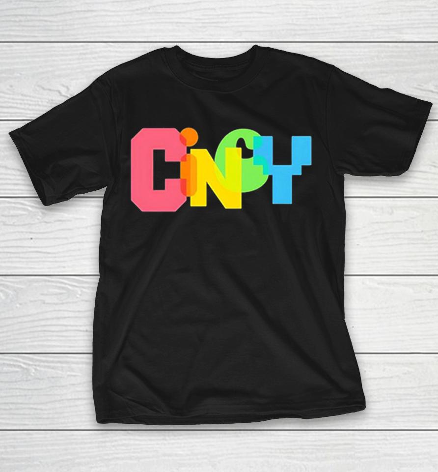 Cincy Overlap Colorful Text Design Shirts 1 Cincy Overlap Colorful Text Design Shirts