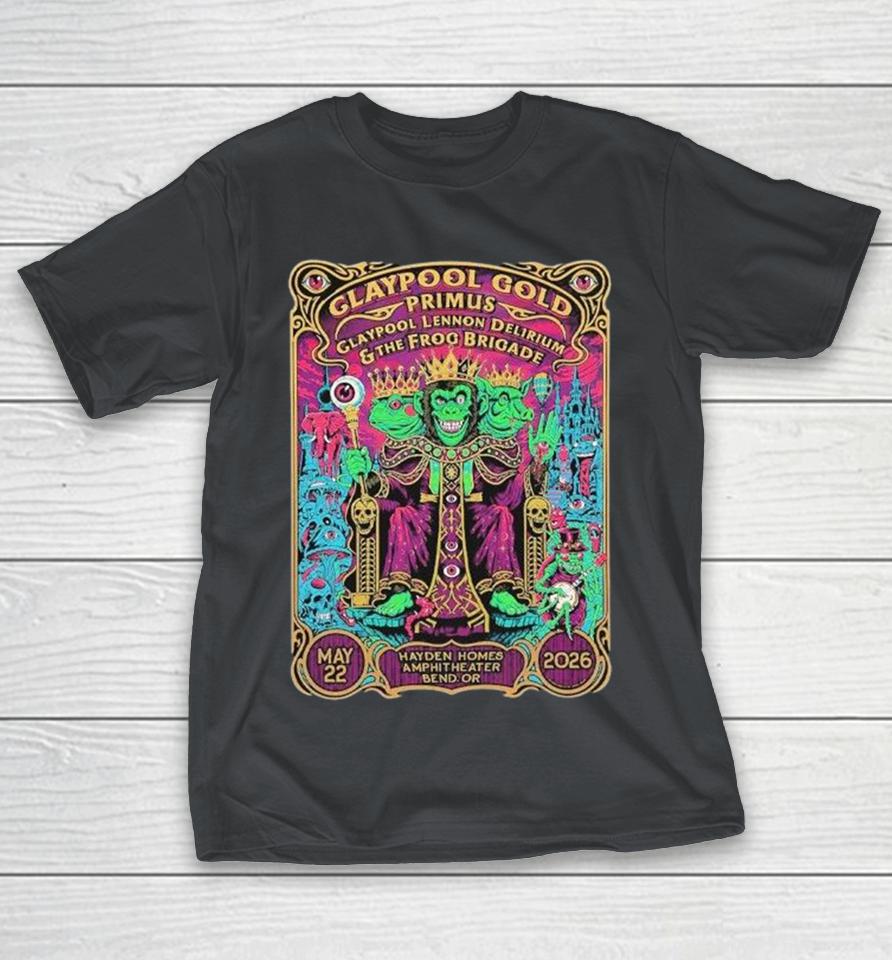 Claypool Gold Primus Claypool Lennon Delirium And The Frog Brigade Bend Oregon At Hayden Homes Amphitheater On May 22 2026 Shirts 1 Claypool Gold Primus Claypool Lennon Delirium And The Frog Brigade Bend Oregon At Hayden Homes Amphitheater On May 22 2026 Shirts