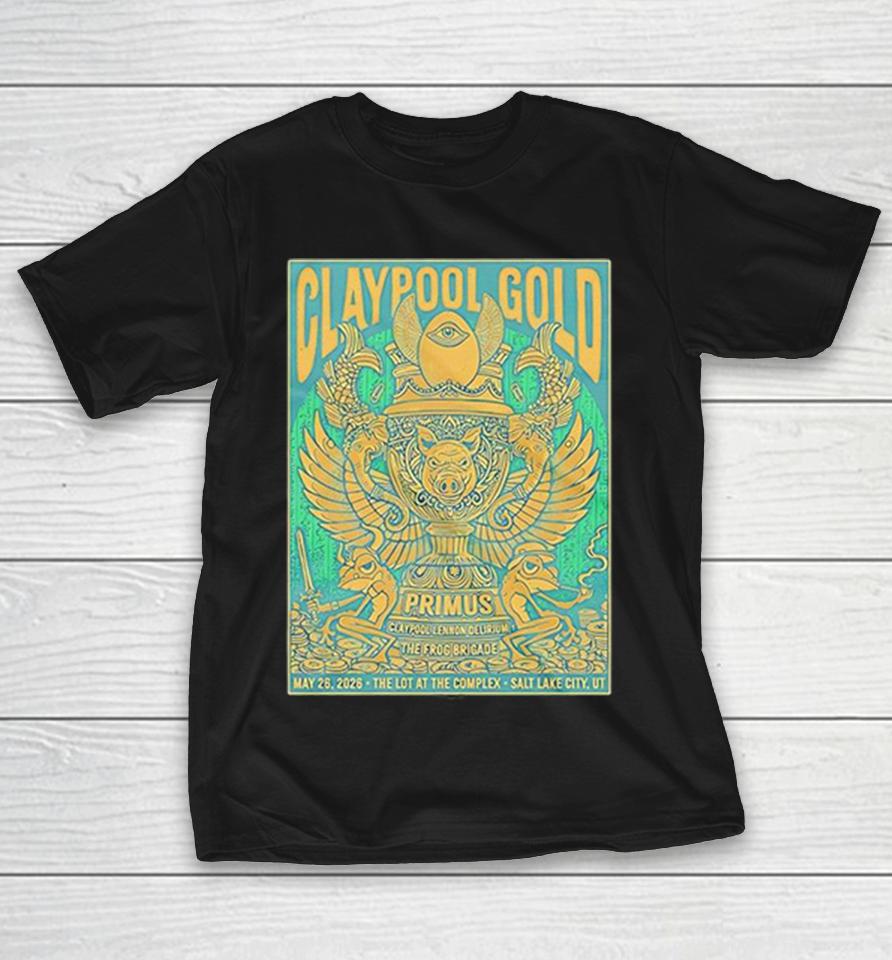 Claypool Gold Primus Claypool Lennon Delirium And The Frog Brigade Salt Lake City Utah 2026 Event Shirts 1 Claypool Gold Primus Claypool Lennon Delirium And The Frog Brigade Salt Lake City Utah 2026 Event Shirts