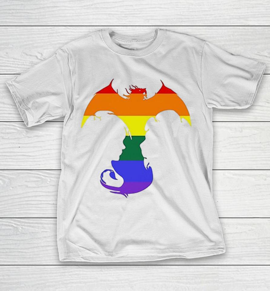 Daenerys Targaryen And Jon Snow Game Of Thrones Dragon Silhouette Pride Flag Shirts 1 Daenerys Targaryen And Jon Snow Game Of Thrones Dragon Silhouette Pride Flag Shirts
