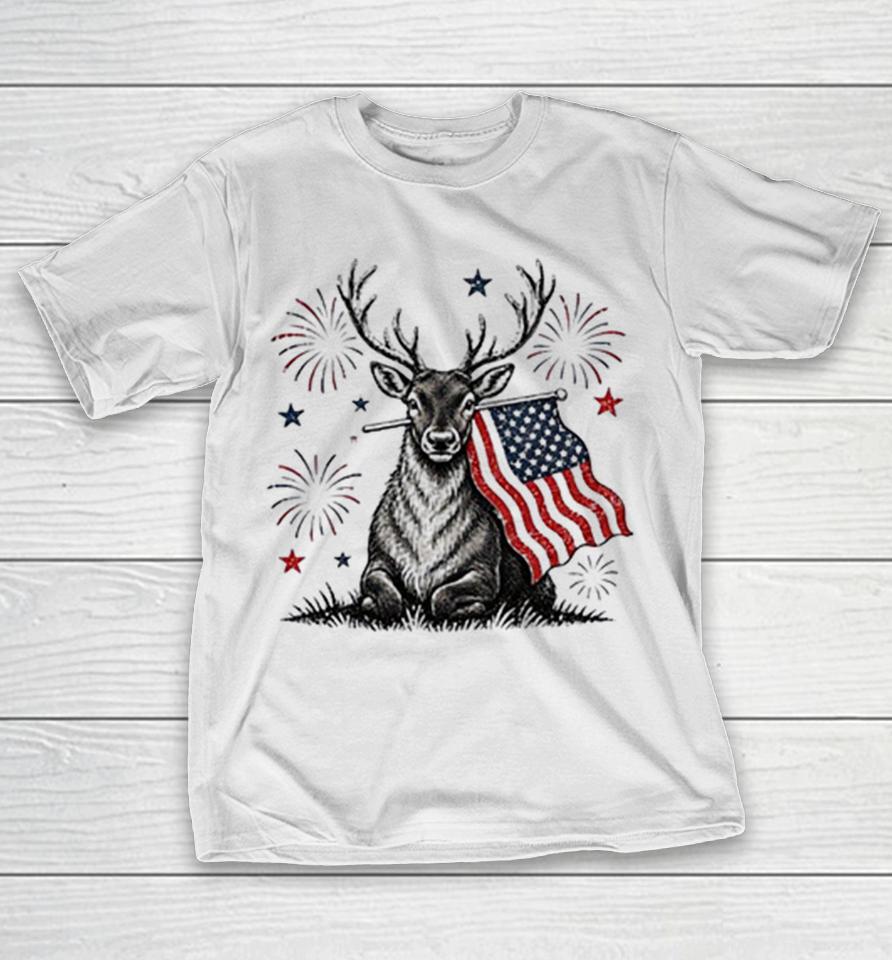 Deer Holding Usa Flag Fireworks 4Th Of July Patriotic Shirts 1 Deer Holding Usa Flag Fireworks 4Th Of July Patriotic Shirts