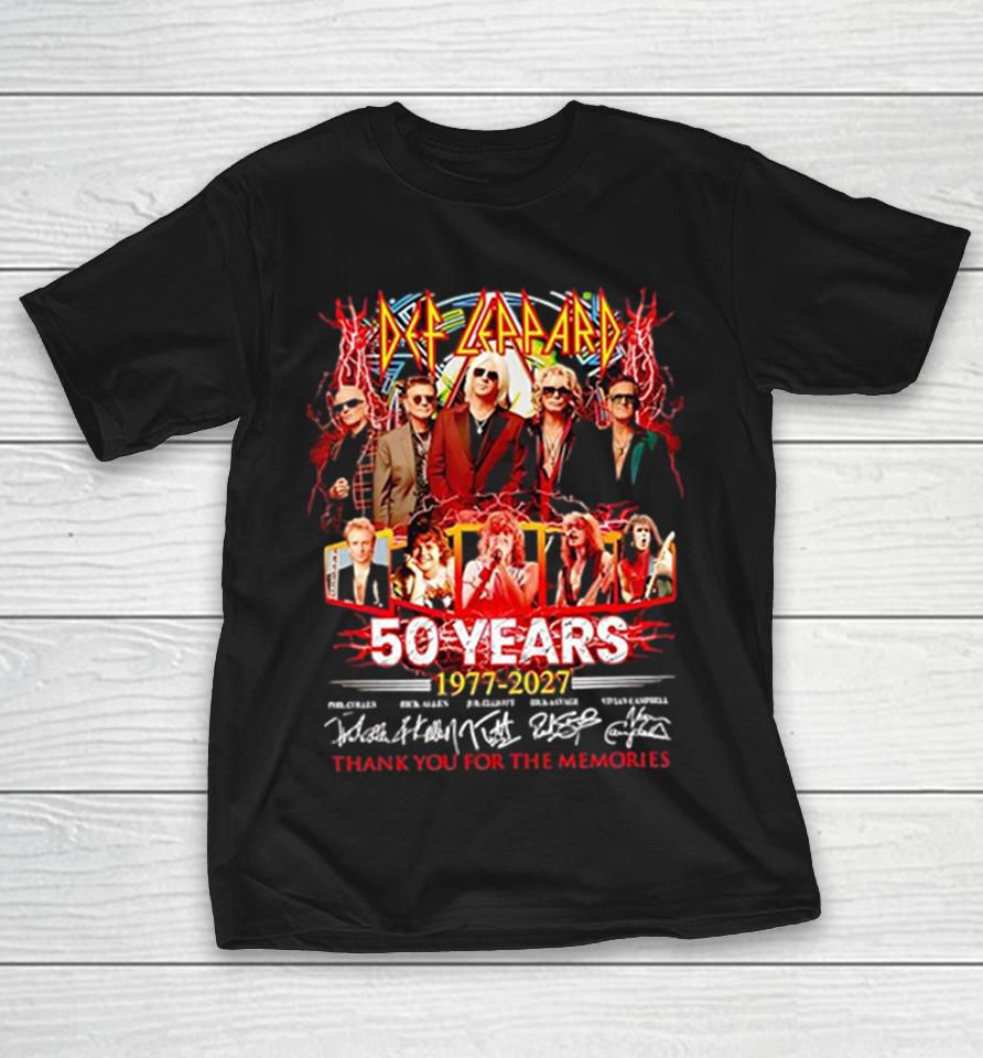 Def Leppard 50 Years 1977 2027 Phil Collen Rick Allen Joe Elliott Rick Savage Thank You For The Memories Signatures Shirts 1 Def Leppard 50 Years 1977 2027 Phil Collen Rick Allen Joe Elliott Rick Savage Thank You For The Memories Signatures Shirts