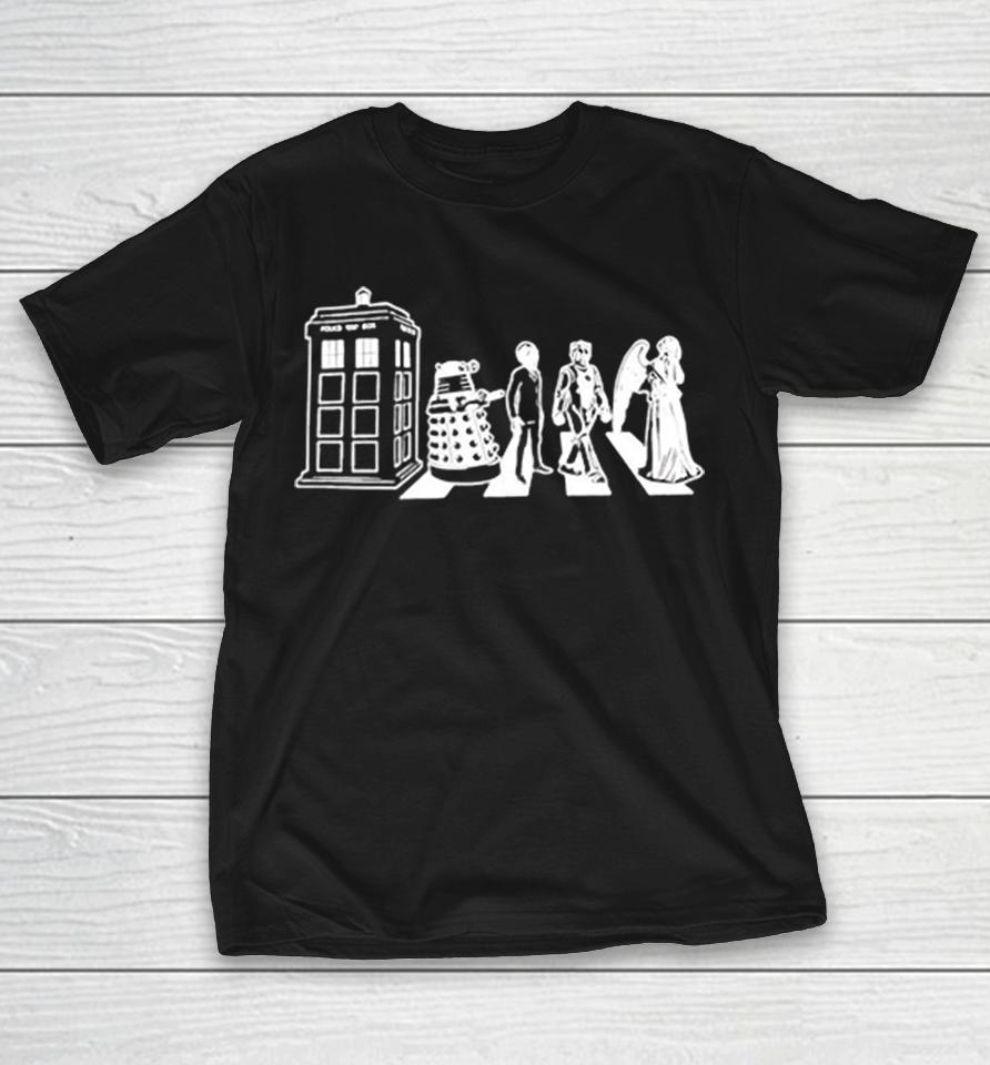 Doctor Who Abbey Road Tardis Dalek Cyberman Weeping Angel Parody Pop Culture Shirts 1 Doctor Who Abbey Road Tardis Dalek Cyberman Weeping Angel Parody Pop Culture Shirts