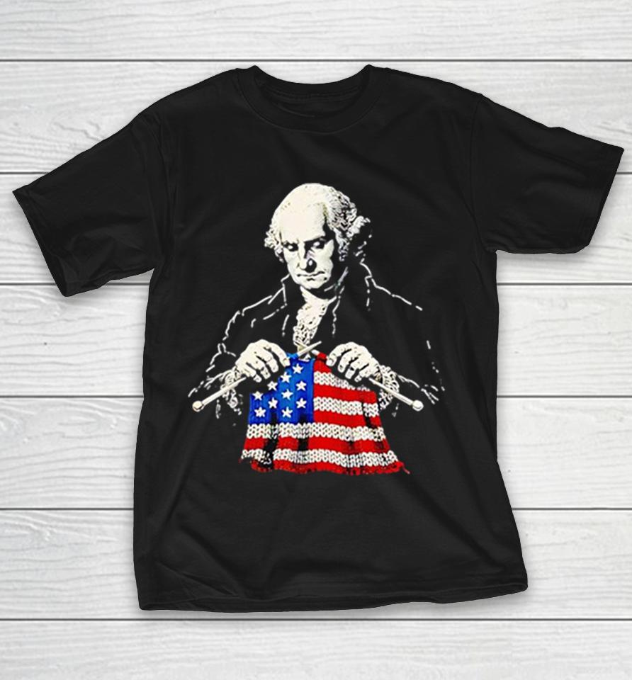 George Washington Knitting American Flag Patriotic Artwork Shirts 1 George Washington Knitting American Flag Patriotic Artwork Shirts