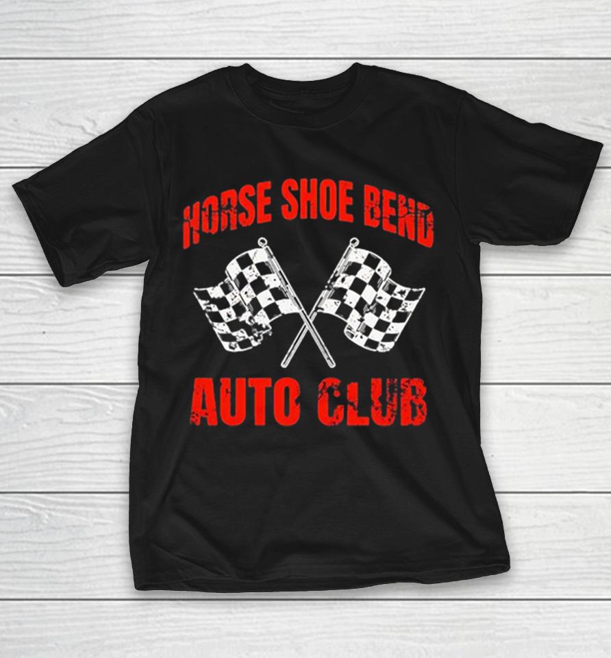 Horse Shoe Bend Auto Club With Crossed Racing Flags Checkered Pattern Shirts 1 Horse Shoe Bend Auto Club With Crossed Racing Flags Checkered Pattern Shirts
