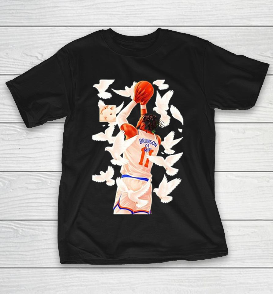 Jalen Brunson 11 White Doves Flying Background Graphic Painting Shirts 1 Jalen Brunson 11 White Doves Flying Background Graphic Painting Shirts