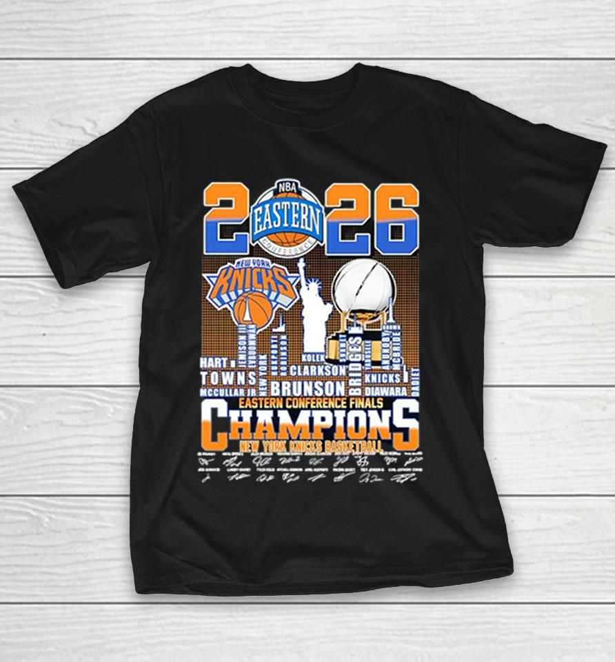 Jalen Brunson Karl Anthony Towns New York Knicks 2026 Eastern Conference Champions Shirts 1 Jalen Brunson Karl Anthony Towns New York Knicks 2026 Eastern Conference Champions Shirts