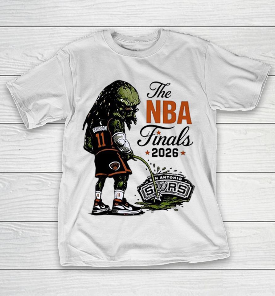 Jalen Brunson Monster New York Knicks Alien Peeing The Nba Finals 2026 San Antonio Spurs 11 Shirts 1 Jalen Brunson Monster New York Knicks Alien Peeing The Nba Finals 2026 San Antonio Spurs 11 Shirts