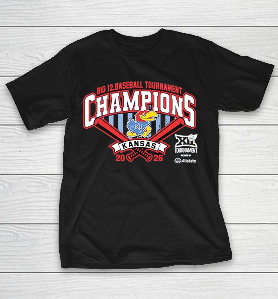 Kansas Jayhawks Ku Big 12 Baseball Tournament Champions 2026 Allstate Shirts 1 Kansas Jayhawks Ku Big 12 Baseball Tournament Champions 2026 Allstate Shirts
