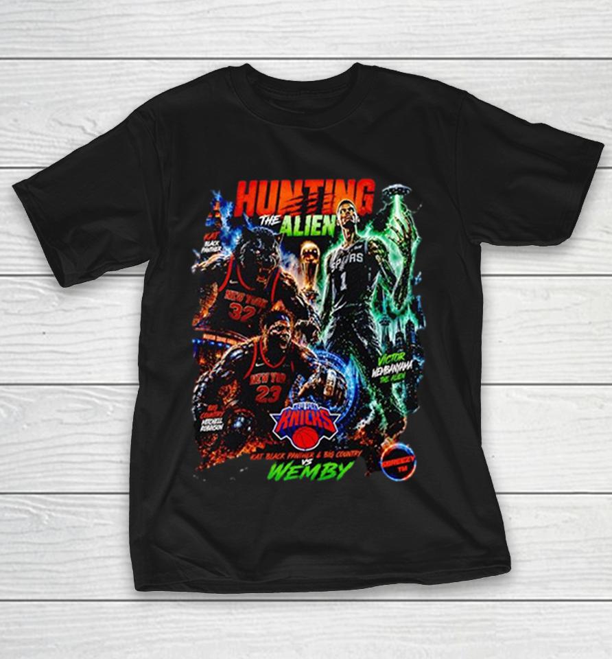 Karl Anthony Towns Mitchell Robinson New York Knicks Vs Victor Wembanyama San Antonio Spurs Shirts 1 Karl Anthony Towns Mitchell Robinson New York Knicks Vs Victor Wembanyama San Antonio Spurs Shirts