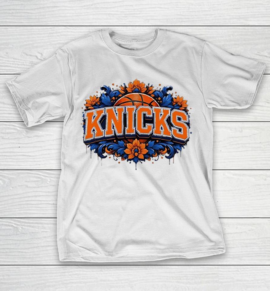 Knicks Basketball Team Floral Art New York Knicks Graphic Logo Crew Shirts 1 Knicks Basketball Team Floral Art New York Knicks Graphic Logo Crew Shirts