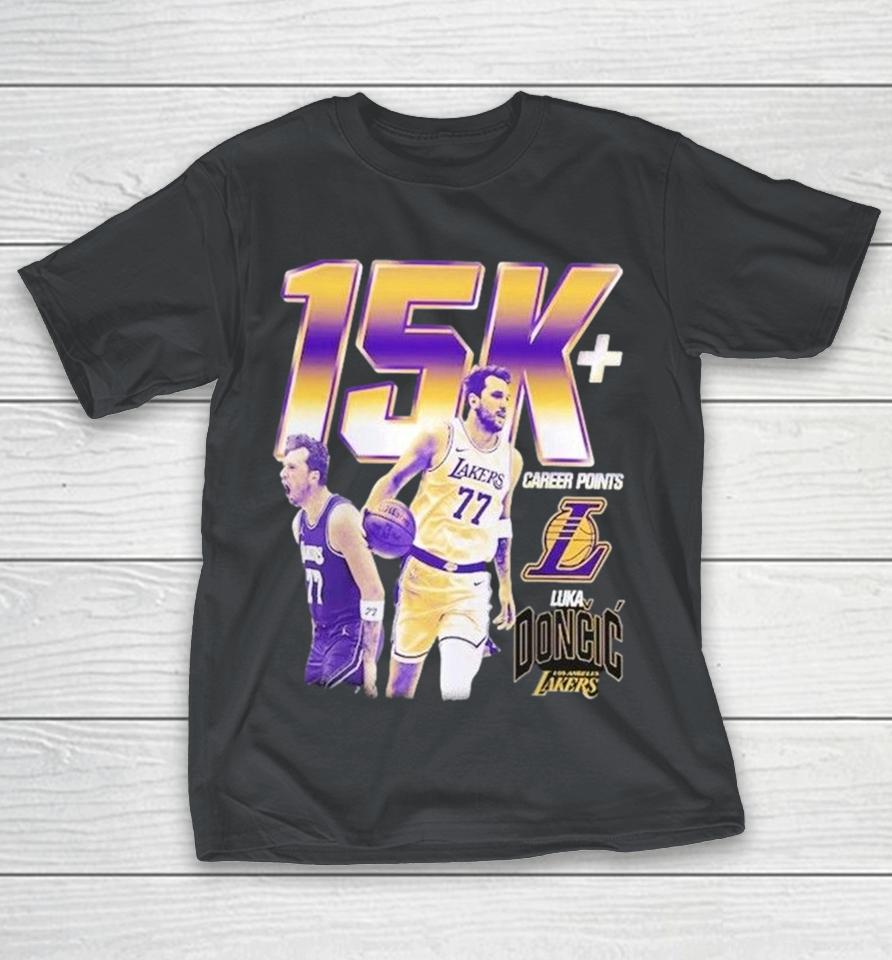 Luka Dončić Los Angeles Lakers 15,000 Points Milestone Shirts 1 Luka Dončić Los Angeles Lakers 15,000 Points Milestone Shirts