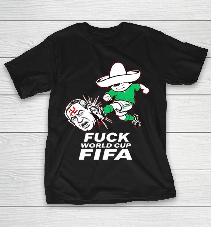 Mexico Soccer Mascot Kicking World Cup Anti-Fifa Red Bold Shirts 1 Mexico Soccer Mascot Kicking World Cup Anti-Fifa Red Bold Shirts