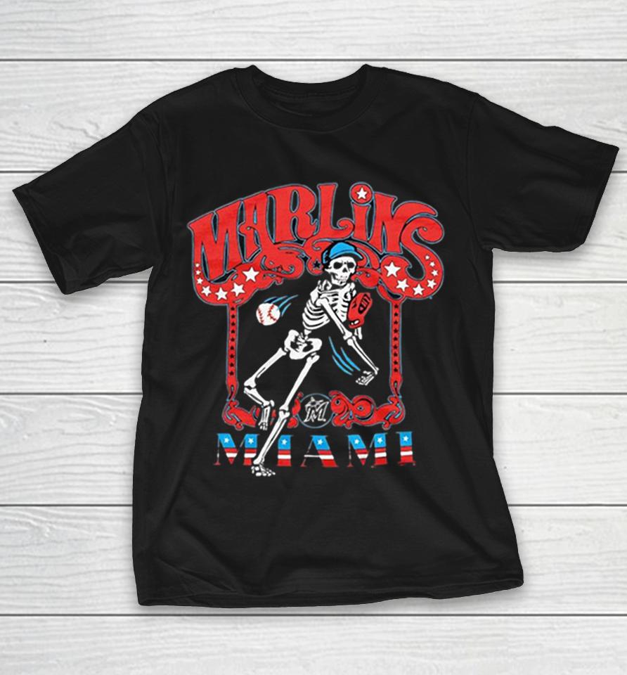 Miami Marlins X Grateful Dead Skeleton Mlb Graphic Shirts 1 Miami Marlins X Grateful Dead Skeleton Mlb Graphic Shirts
