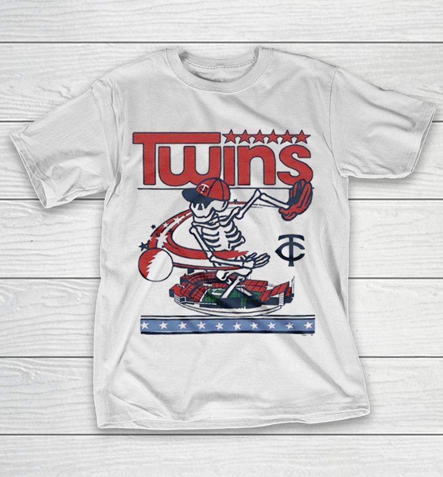 Minnesota Twins X Grateful Dead Skeleton Skateboard Mlb Graphic Shirts 1 Minnesota Twins X Grateful Dead Skeleton Skateboard Mlb Graphic Shirts