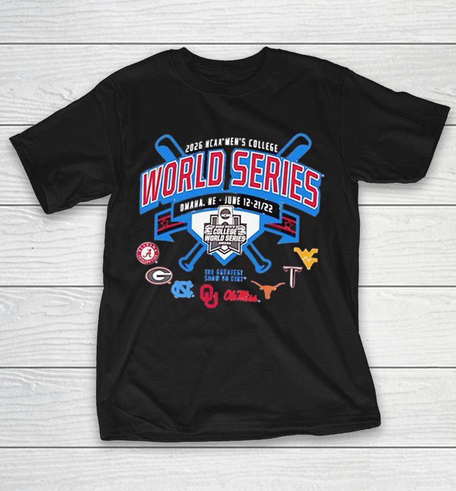 Ncaa Men’s College World Series 2026 Eight Team Logos Shirts 1 Ncaa Men’s College World Series 2026 Eight Team Logos Shirts