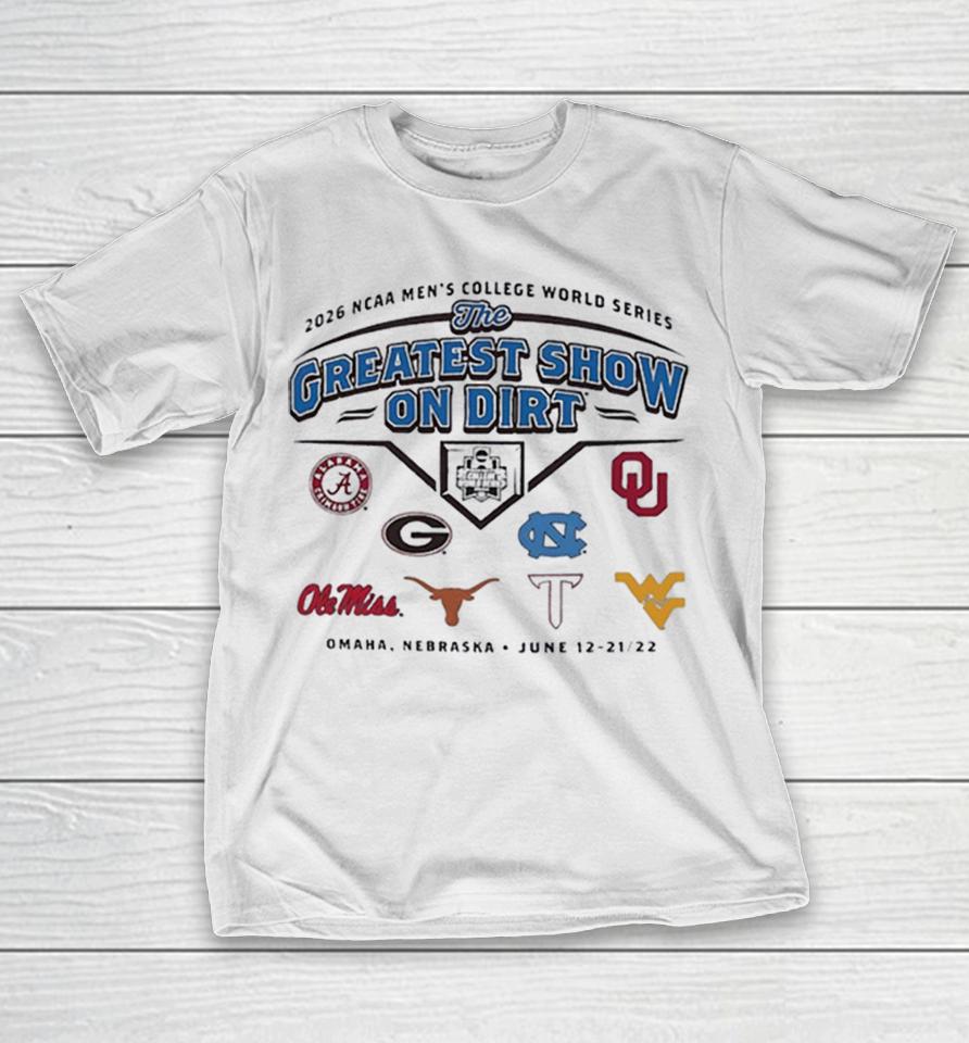 Ncaa Men’s College World Series 2026 The Greatest Show On Dirts Omaha Nebraska Logos Shirts 1 Ncaa Men’s College World Series 2026 The Greatest Show On Dirts Omaha Nebraska Logos Shirts