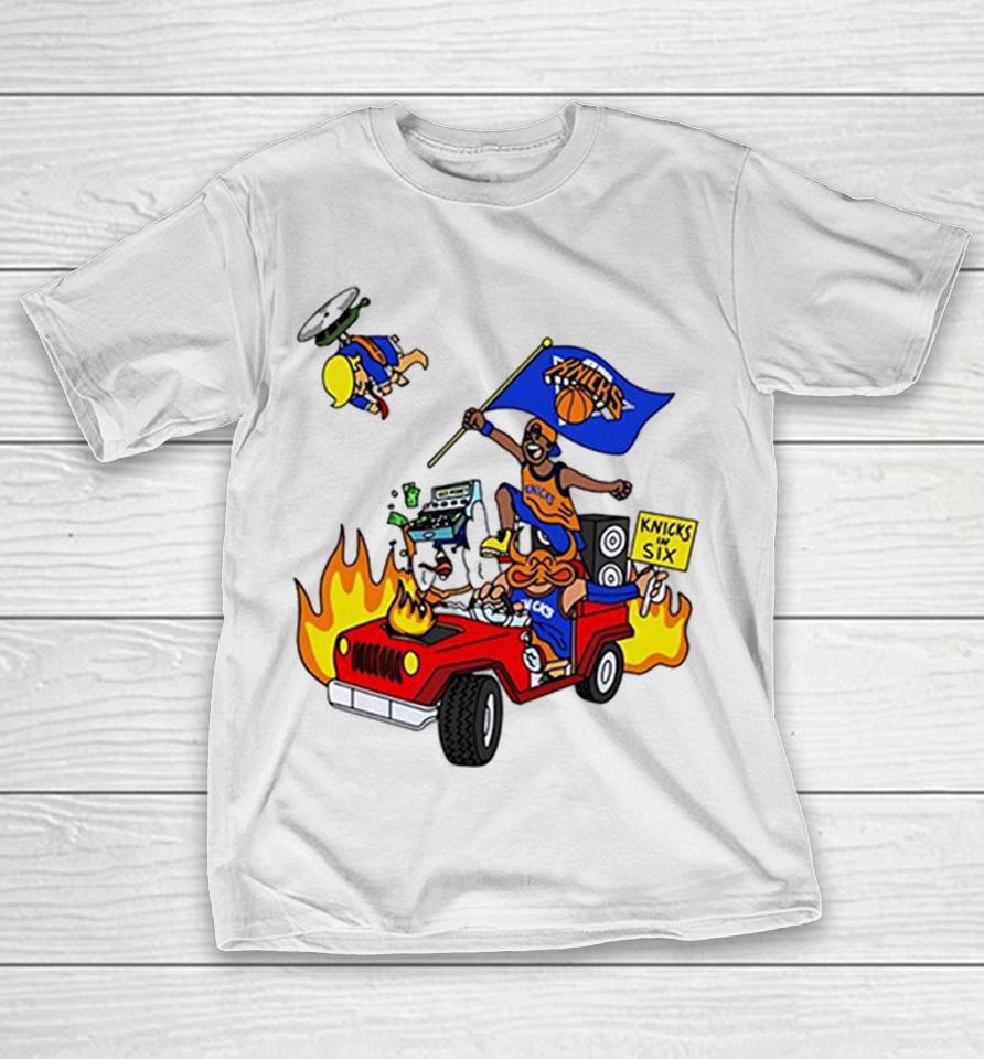 New York Knicks In Six Victory Parade Cartoon Fire Truck Fan Art Shirts 1 New York Knicks In Six Victory Parade Cartoon Fire Truck Fan Art Shirts