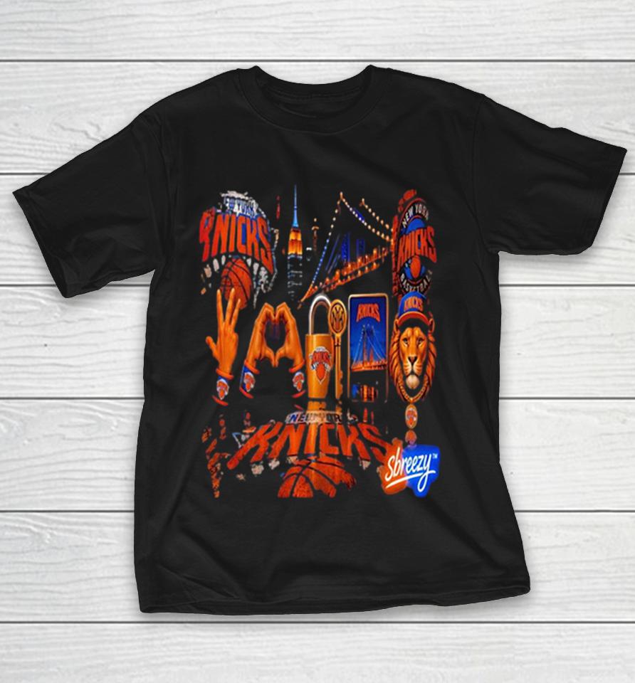 New York Knicks Logo And Lion Mascot Urban Night Cityscape Shirts 1 New York Knicks Logo And Lion Mascot Urban Night Cityscape Shirts