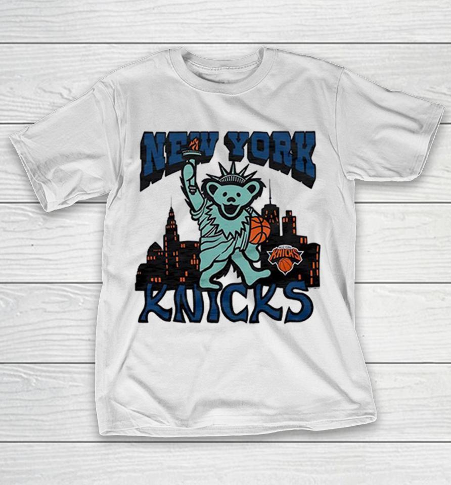 New York Knicks X Grateful Dead Dancing Bear Statue Of Liberty Nba Graphic Shirts 1 New York Knicks X Grateful Dead Dancing Bear Statue Of Liberty Nba Graphic Shirts
