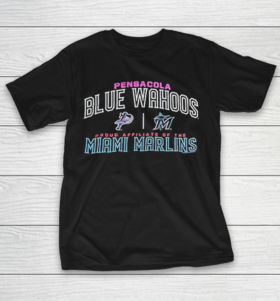 Pensacola Blue Wahoos Vs Miami Marlins Proud Affiliate Of The Team Logos Shirts 1 Pensacola Blue Wahoos Vs Miami Marlins Proud Affiliate Of The Team Logos Shirts