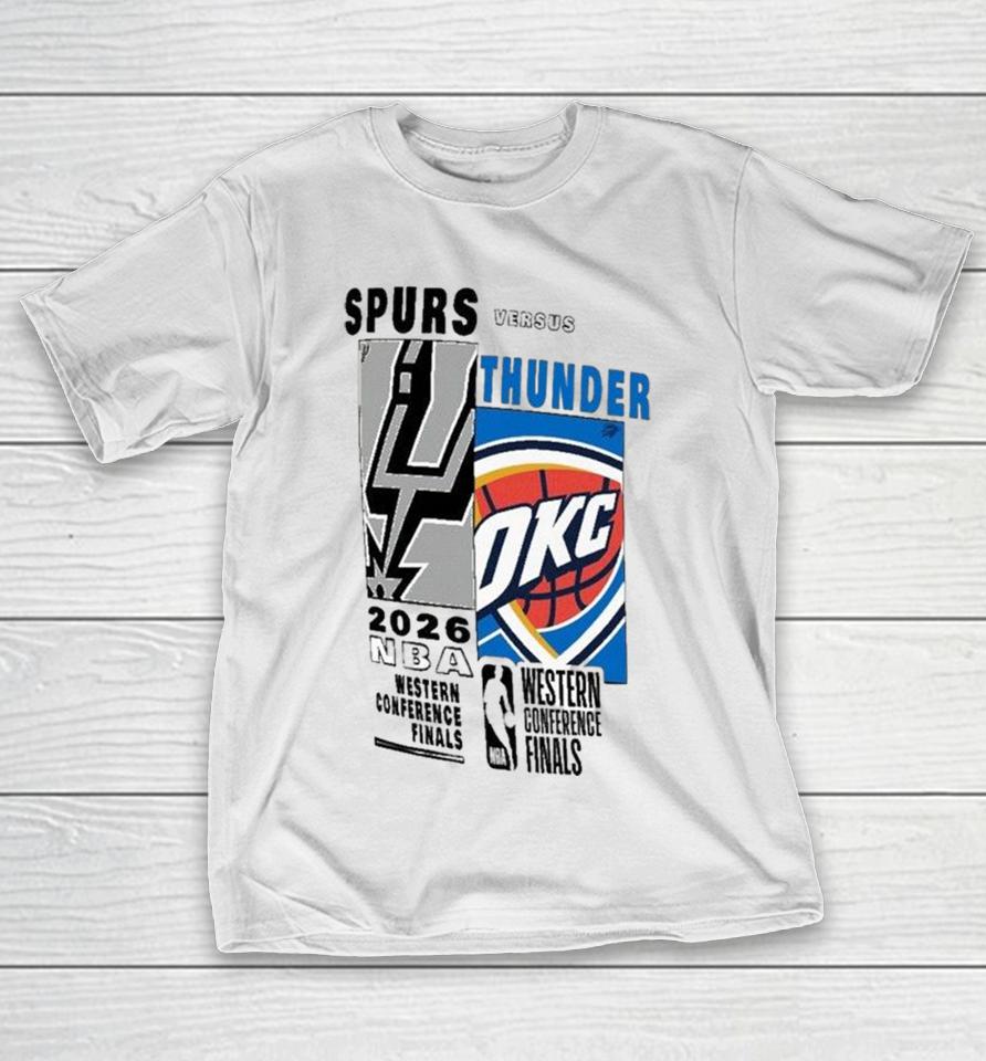 San Antonio Spurs Versus Oklahoma City Thunder Stadium 2026 Western Conference Finals Matchup Fragments Shirts 1 San Antonio Spurs Versus Oklahoma City Thunder Stadium 2026 Western Conference Finals Matchup Fragments Shirts