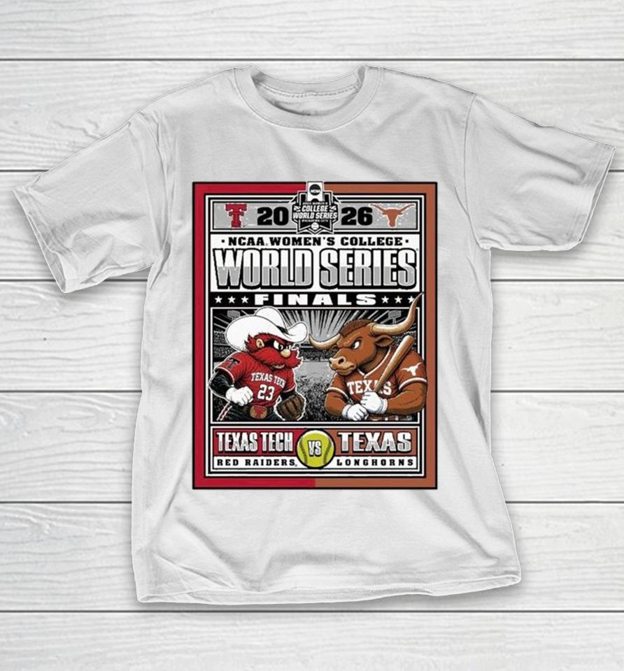 Texas Tech Red Raiders Vs Texas Longhorns Ncaa Women’s College World Series Championship Mascot Match-Up 2026 Shirts 1 Texas Tech Red Raiders Vs Texas Longhorns Ncaa Women’s College World Series Championship Mascot Match-Up 2026 Shirts