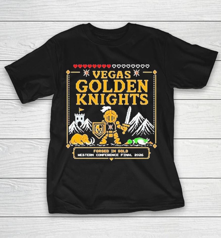 Vegas Golden Knights Forged In Gold Western Conference Final 2026 Mascot 8-Bit Shirts 1 Vegas Golden Knights Forged In Gold Western Conference Final 2026 Mascot 8-Bit Shirts