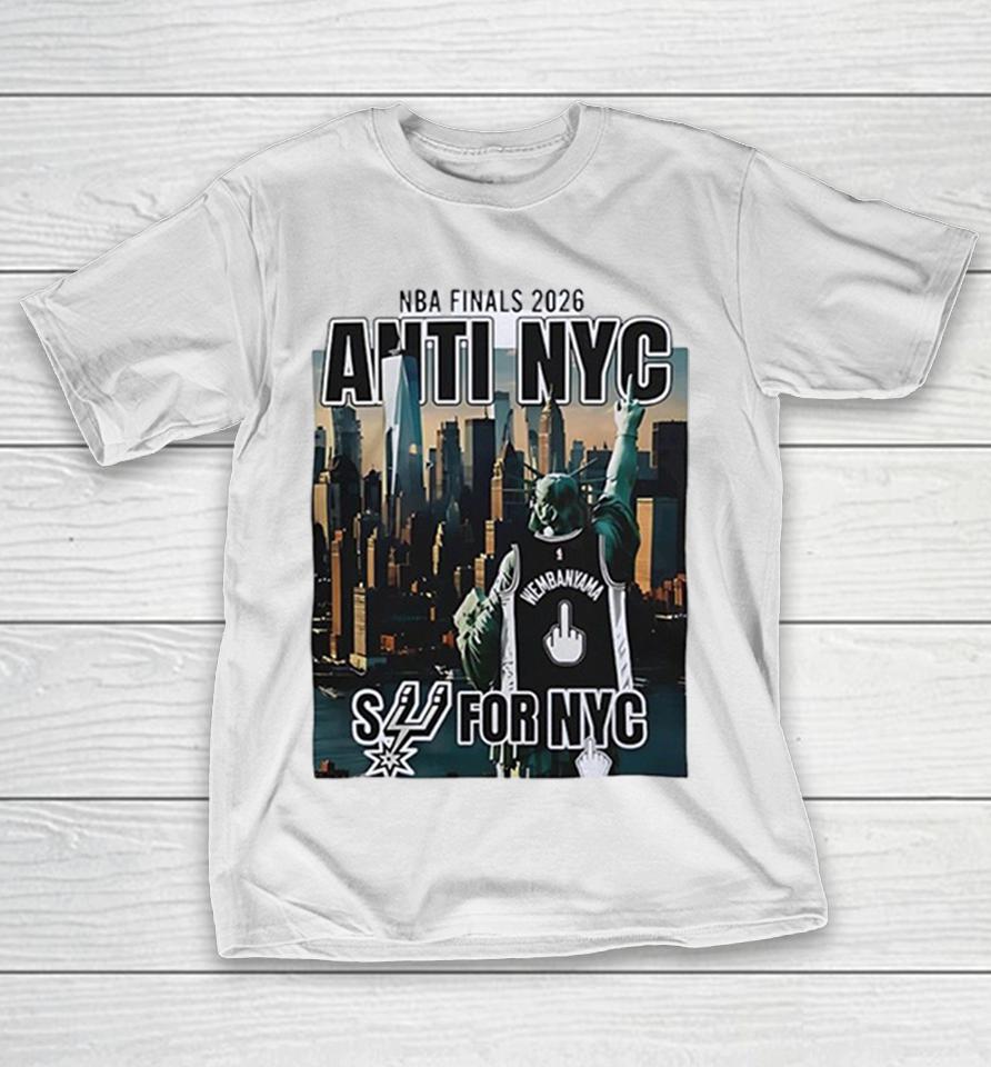 Victor Wembanyama San Antonio Spurs Middle Finger Nba Finals 2026 Anti Nyc For Shirts 1 Victor Wembanyama San Antonio Spurs Middle Finger Nba Finals 2026 Anti Nyc For Shirts