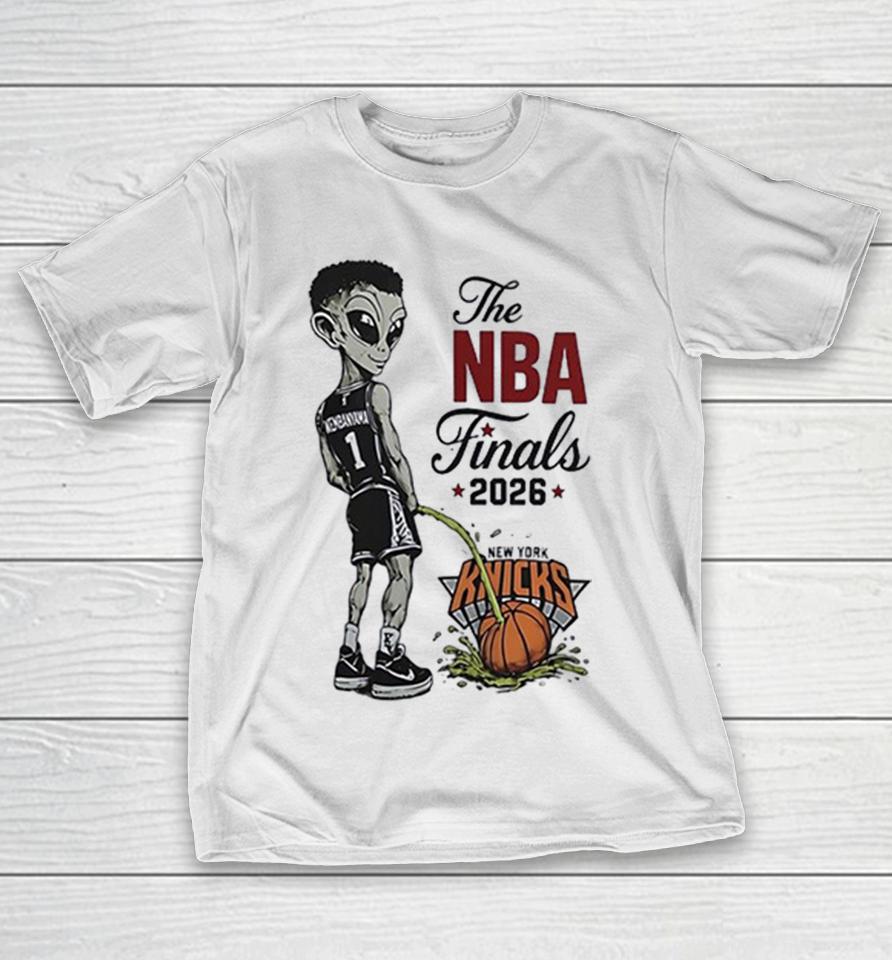 Victor Wembanyama San Antonio Spurs Peeing Alien The Nba Finals 2026 New York Knicks Shirts 1 Victor Wembanyama San Antonio Spurs Peeing Alien The Nba Finals 2026 New York Knicks Shirts