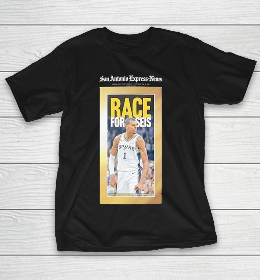 Victor Wembanyama San Antonio Spurs Race For Seis Express News Newspaper Cover Shirts 1 Victor Wembanyama San Antonio Spurs Race For Seis Express News Newspaper Cover Shirts
