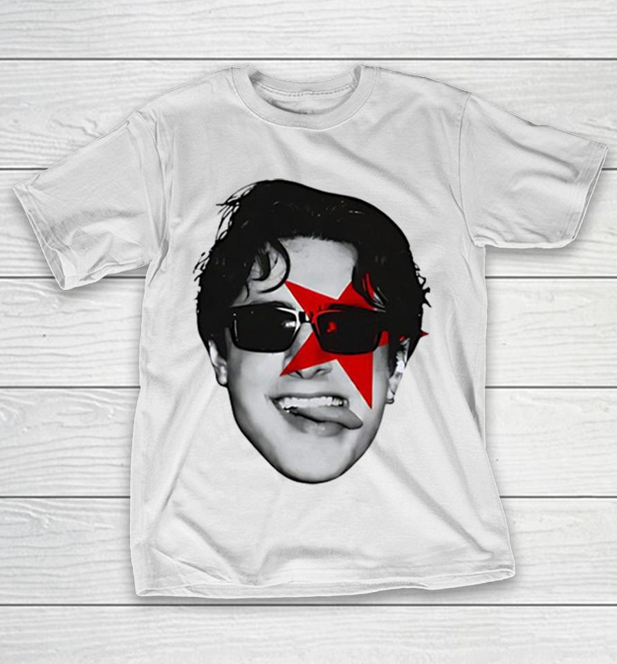 Young Man Red Star Face Sunglasses Graphic Shirts 1 Young Man Red Star Face Sunglasses Graphic Shirts